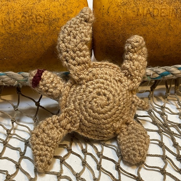 Crochet Tan & Blue Lava Bead Essential Oil Diffuser Sea Turtle Ornament SK - Picture 3 of 8